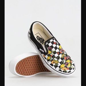 Vans Black and White Checkered Floral Sneakers